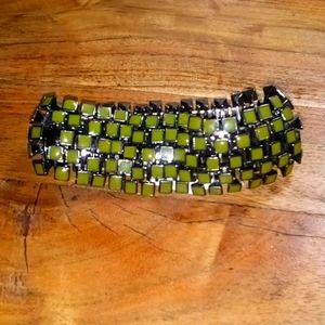 Vintage Costume  jewelry Stretch Bracelet Olive Green